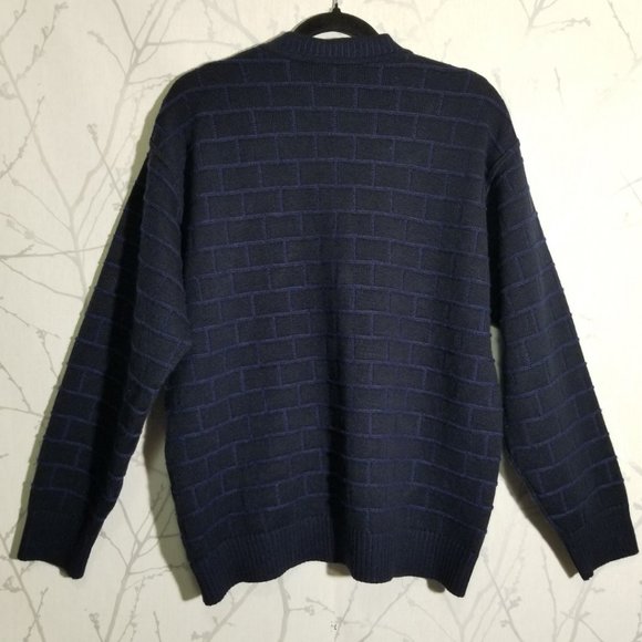 Point of Italy Navy & Black Brick Lay Merino Wool Blend Cardigan - Picture 3 of 4